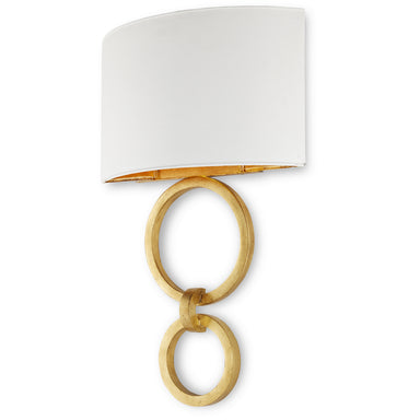 Currey and Company - One Light Wall Sconce - Bolebrook White - Gesso White/Contemporary Gold Leaf- Union Lighting Luminaires Decor