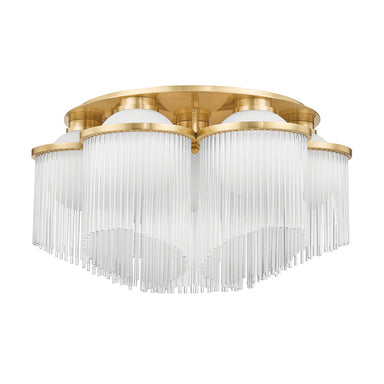 Corbett Lighting Canada - Seven Light Semi Flush Mount - Celestial - Aged Brass- Union Lighting Luminaires Decor