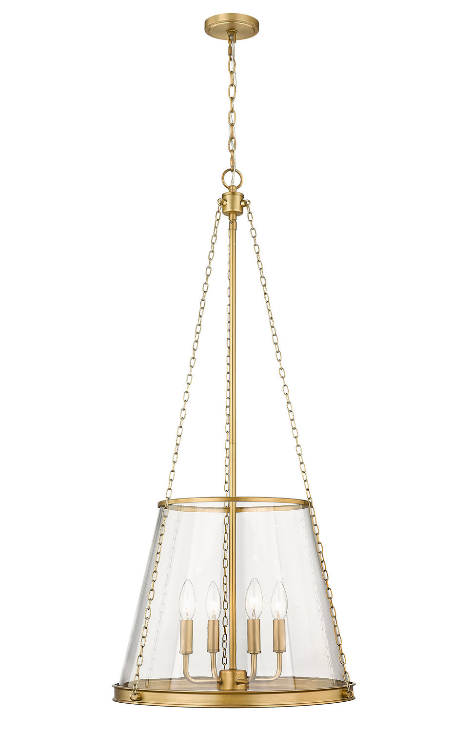 Z-Lite Canada - Four Light Pendant - Prescott - Rubbed Brass- Union Lighting Luminaires Decor