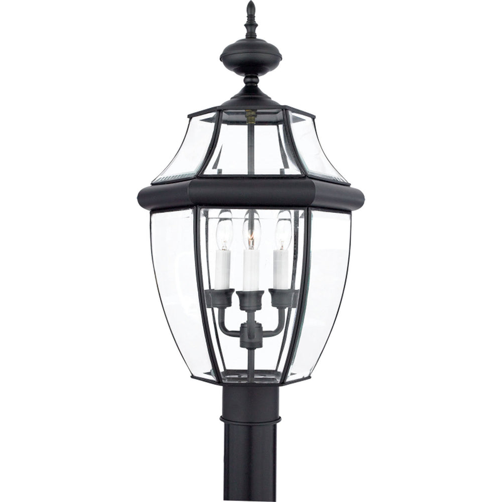 Quoizel - Three Light Outdoor Post Lantern - Newbury - Mystic Black- Union Lighting Luminaires Decor
