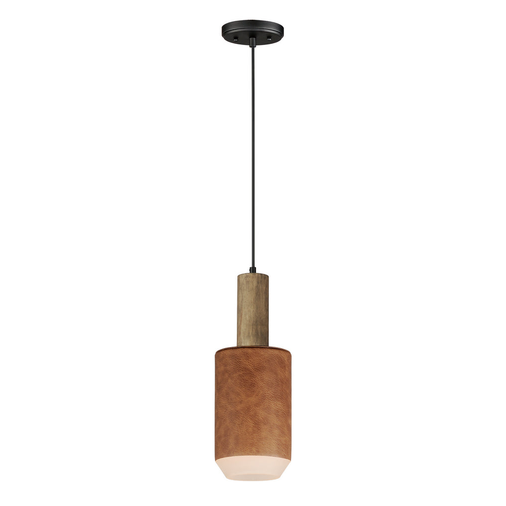 Maxim - LED Pendant - Scout - Weathered Wood / Tan Leather- Union Lighting Luminaires Decor