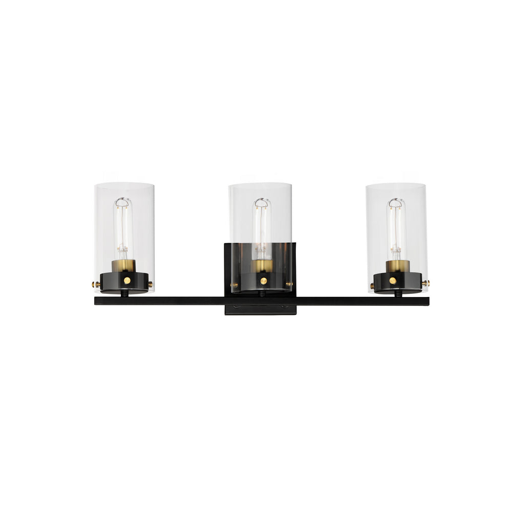 Maxim - Three Light Bath Vanity - Pinn - Black / Satin Brass- Union Lighting Luminaires Decor