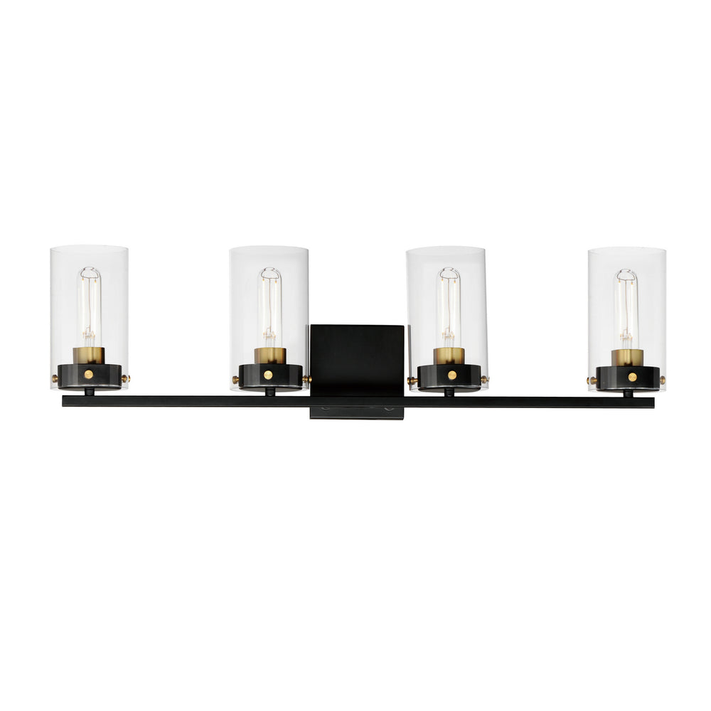 Maxim - Four Light Bath Vanity - Pinn - Black / Satin Brass- Union Lighting Luminaires Decor