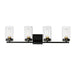 Maxim - Four Light Bath Vanity - Pinn - Black / Satin Brass- Union Lighting Luminaires Decor