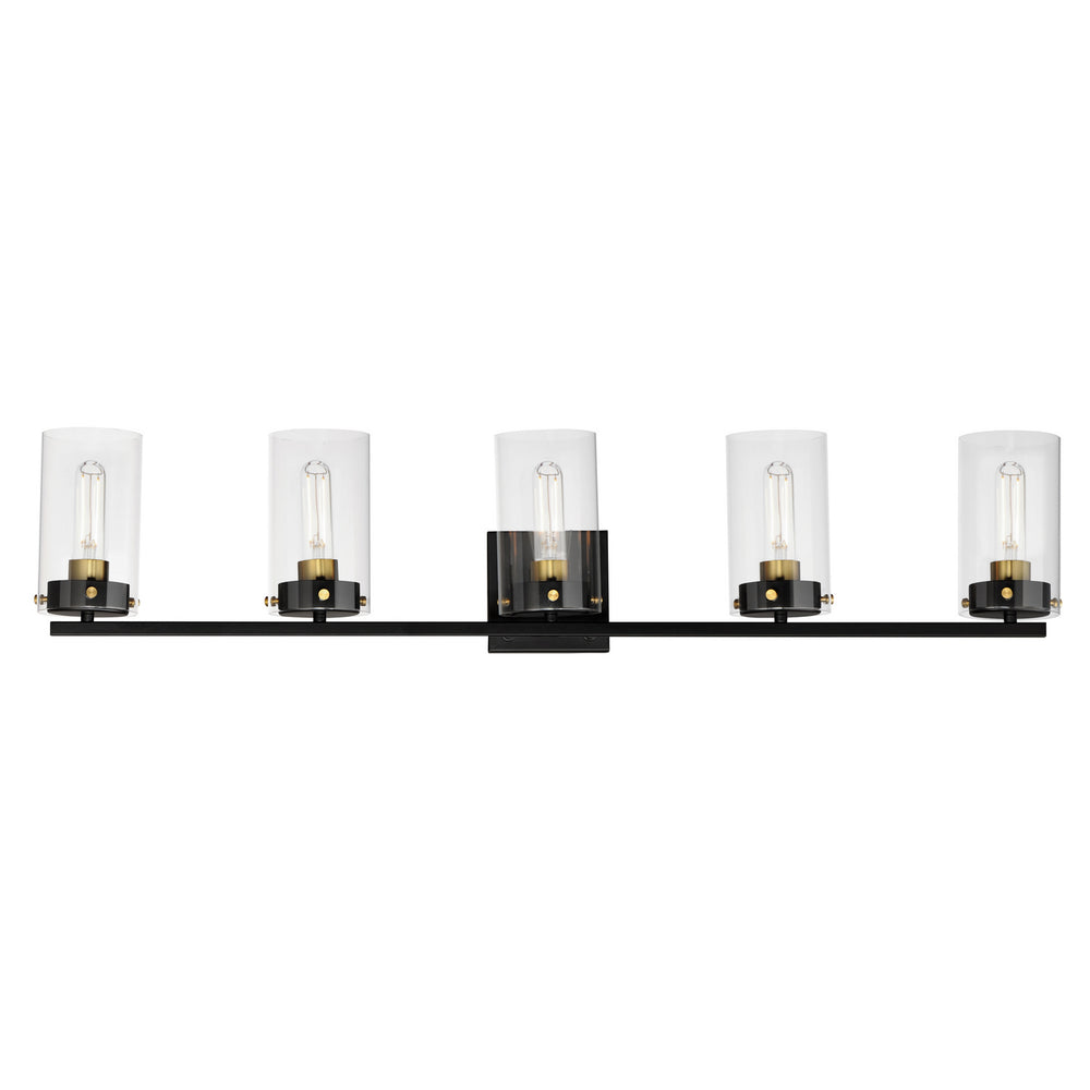 Maxim - Five Light Bath Vanity - Pinn - Black / Satin Brass- Union Lighting Luminaires Decor