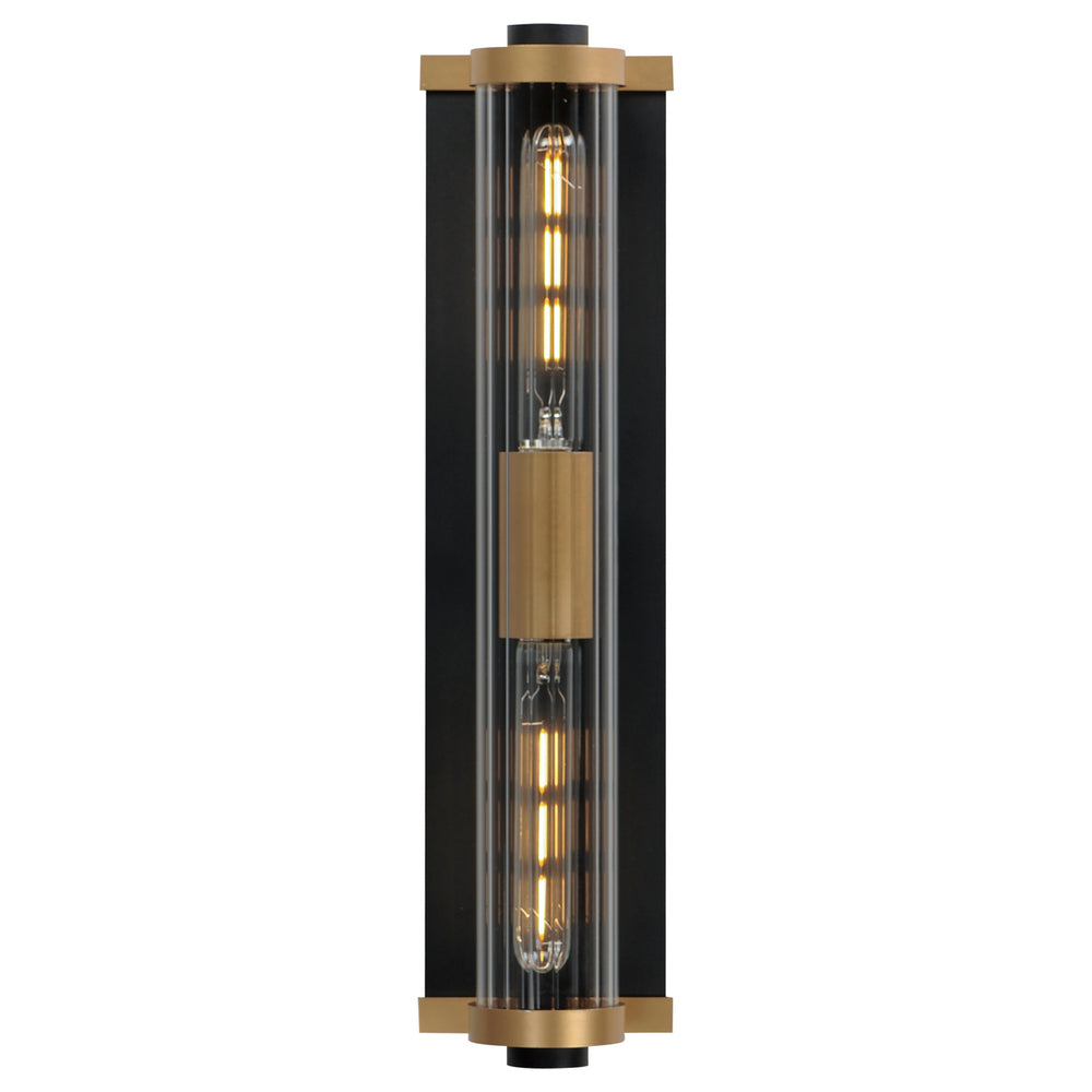 Maxim - Two Light Outdoor Wall Sconce - Opulent - Black / Antique Brass- Union Lighting Luminaires Decor