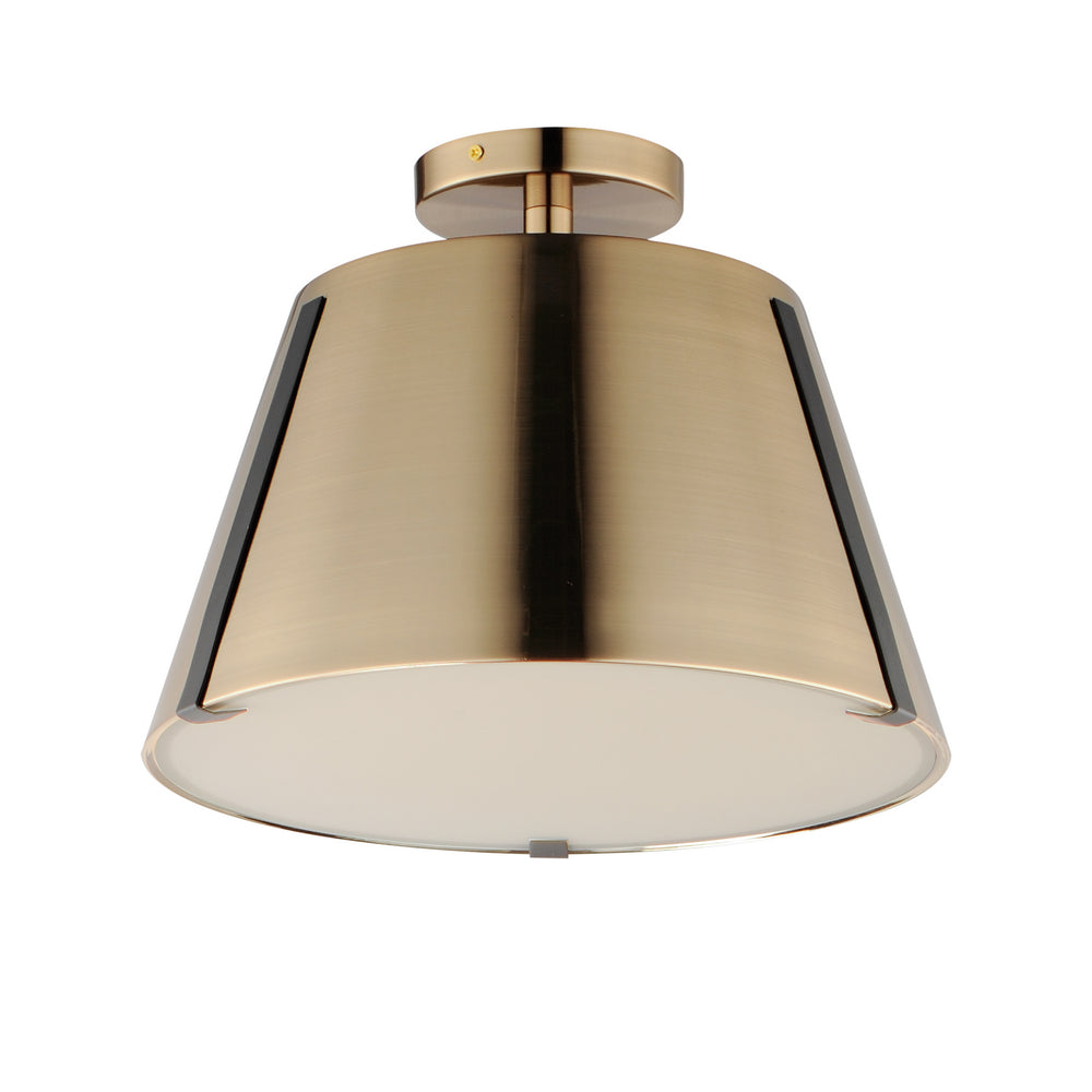 Maxim - LED Semi Flush Mount - Carlo - Dark Bronze, Leather, Heritage Brass- Union Lighting Luminaires Decor
