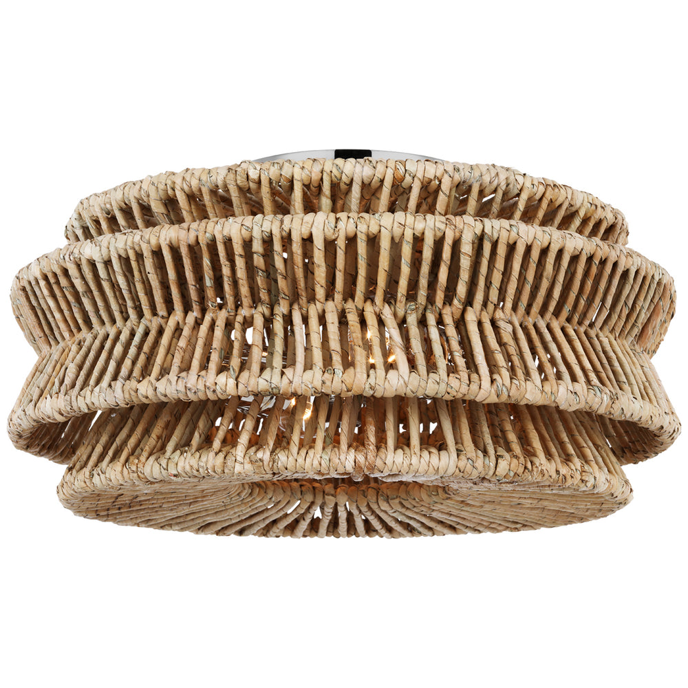 Visual Comfort Signature Canada - LED Semi-Flush Mount - Antigua - Polished Nickel and Natural Abaca- Union Lighting Luminaires Decor