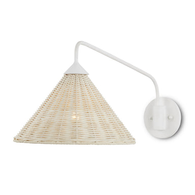 Currey and Company - One Light Wall Sconce - Basket - White/Bleached Natural- Union Lighting Luminaires Decor