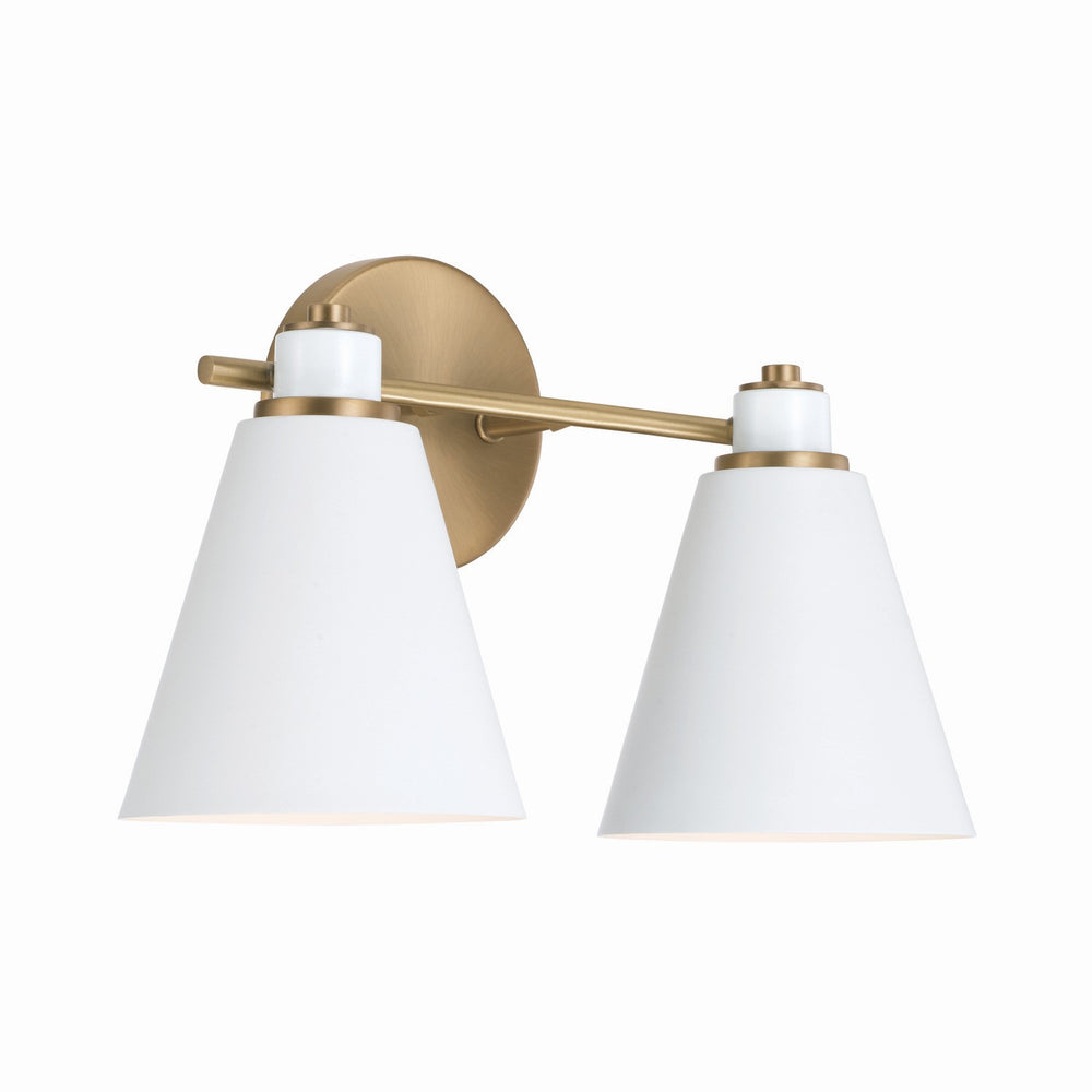 Capital Lighting - Two Light Vanity - Bradley - Aged Brass and White- Union Lighting Luminaires Decor