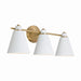Capital Lighting - Three Light Vanity - Bradley - Aged Brass and White- Union Lighting Luminaires Decor
