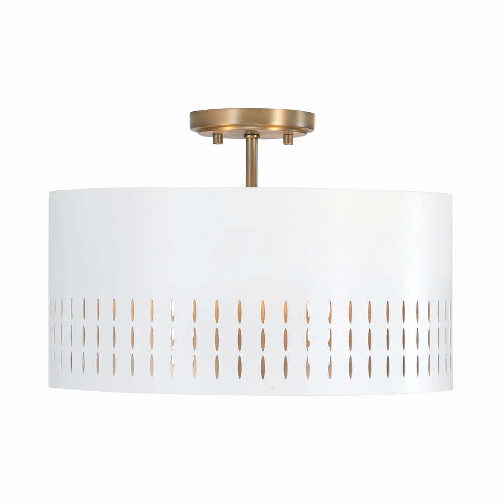 Capital Lighting - Three Light Dual Mount Semi Flush/Pendant - Dash - Aged Brass and White- Union Lighting Luminaires Decor