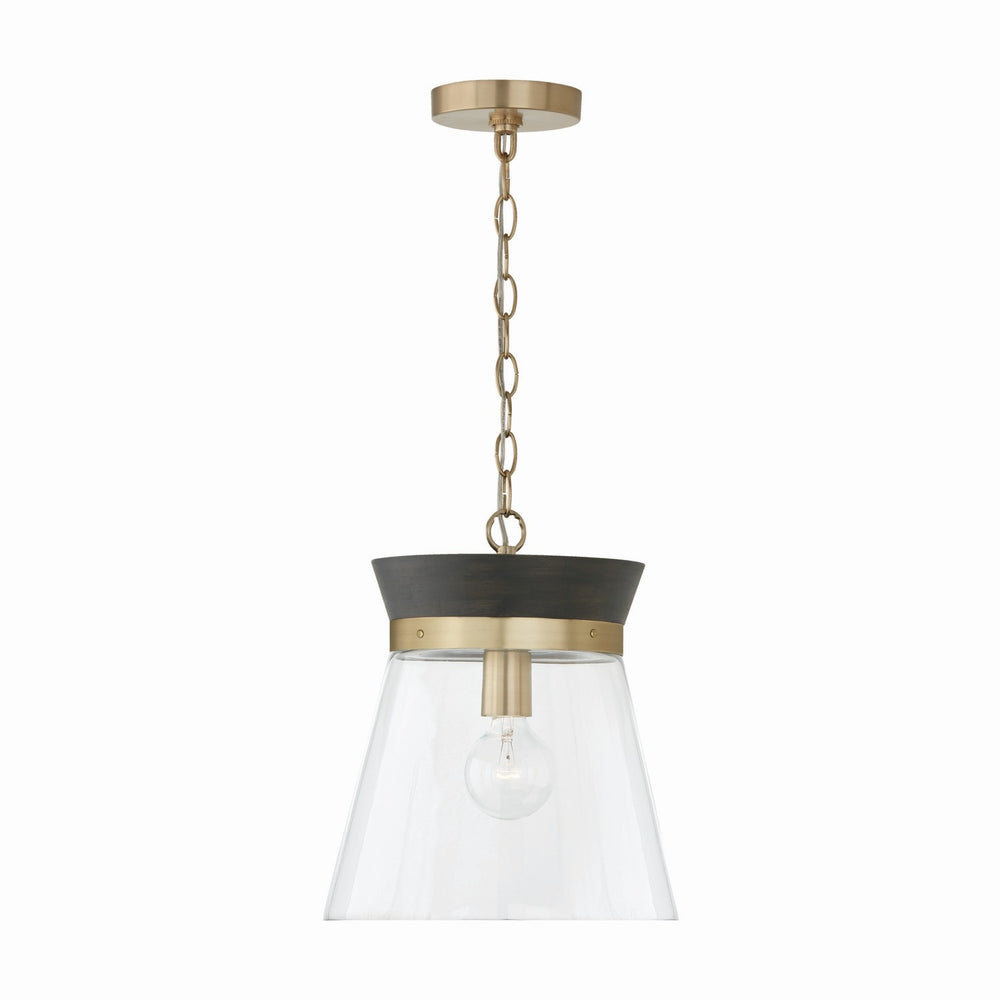 Capital Lighting - One Light Pendant - Finn - Black Stain and Matte Brass- Union Lighting Luminaires Decor