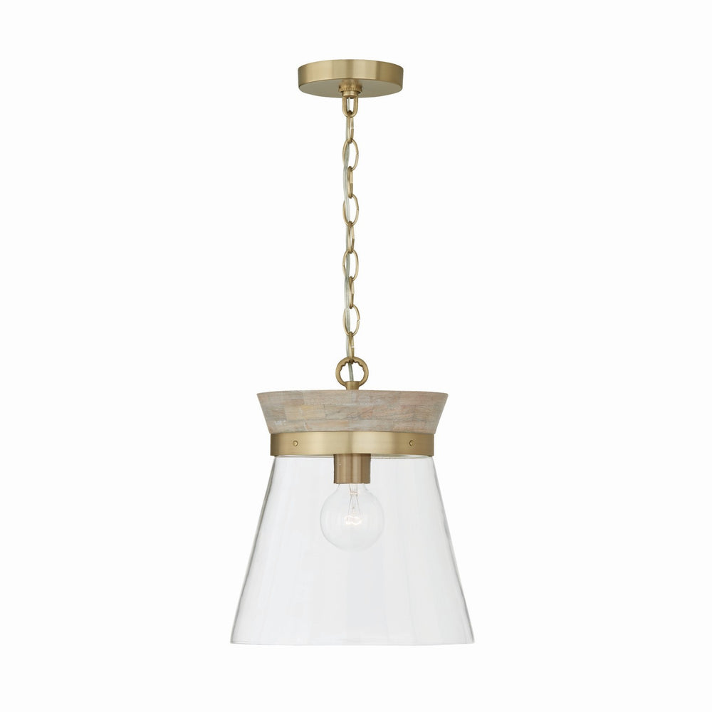 Capital Lighting - One Light Pendant - Finn - White Wash and Matte Brass- Union Lighting Luminaires Decor
