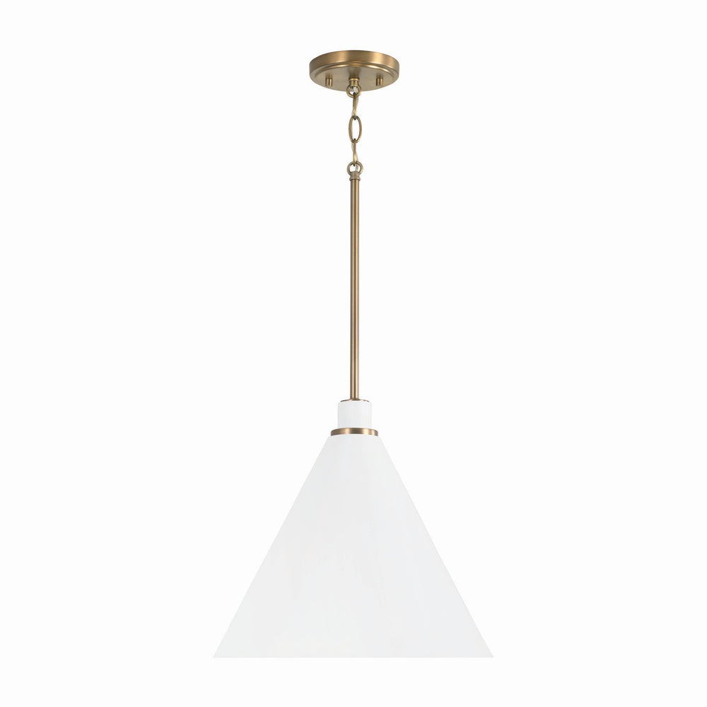 Capital Lighting - One Light Pendant - Bradley - Aged Brass and White- Union Lighting Luminaires Decor