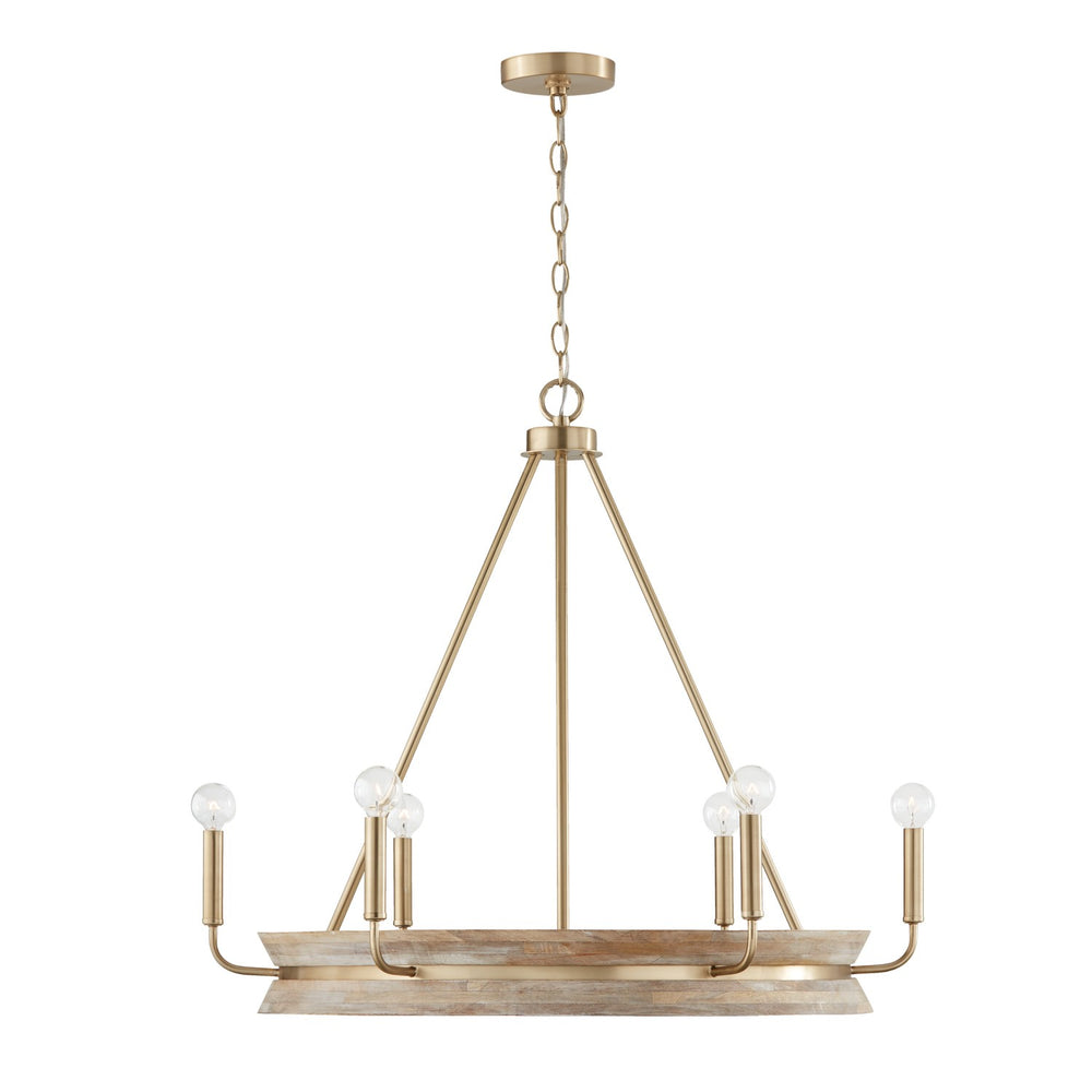 Capital Lighting - Six Light Chandelier - Finn - White Wash and Matte Brass- Union Lighting Luminaires Decor