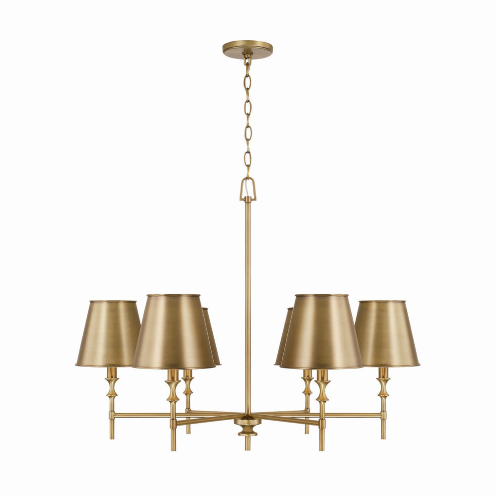 Capital Lighting - Six Light Chandelier - Whitney - Aged Brass- Union Lighting Luminaires Decor