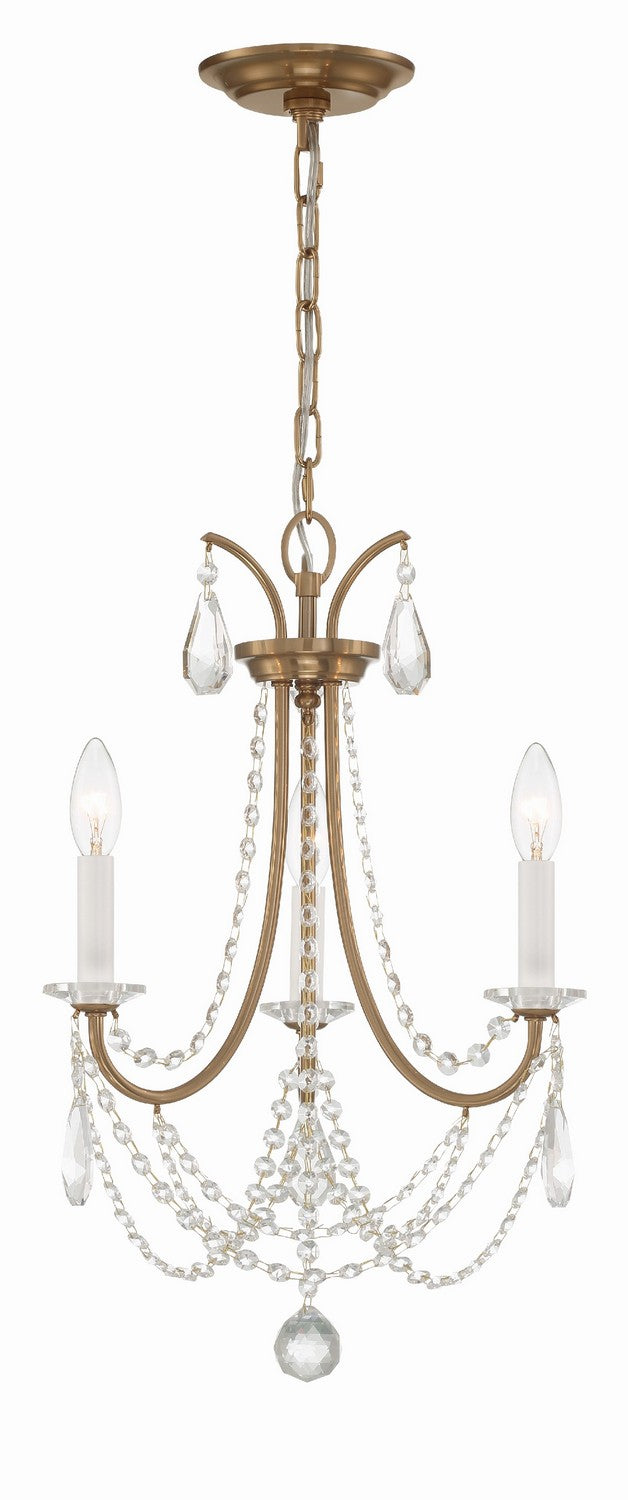Crystorama - Three Light Mini Chandelier - Karrington - Aged Brass- Union Lighting Luminaires Decor