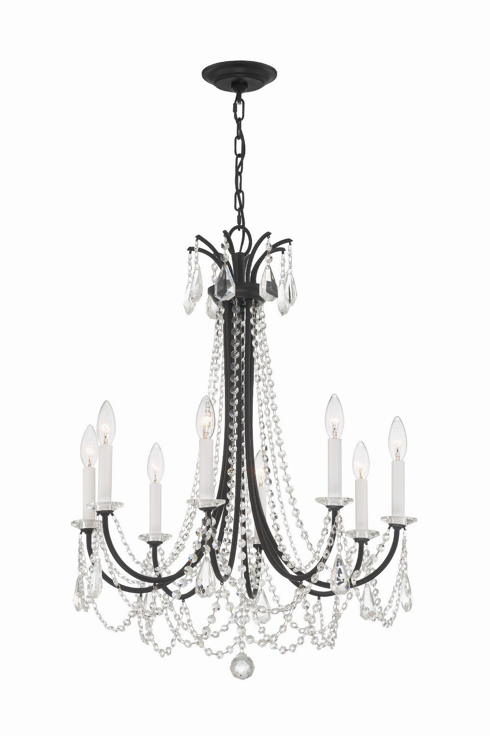 Crystorama - Eight Light Chandelier - Karrington - Matte Black- Union Lighting Luminaires Decor