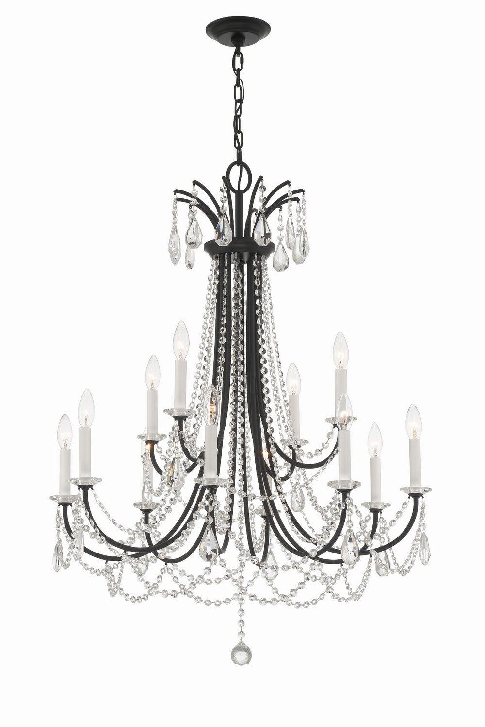 Crystorama - 12 Light Chandelier - Karrington - Matte Black- Union Lighting Luminaires Decor