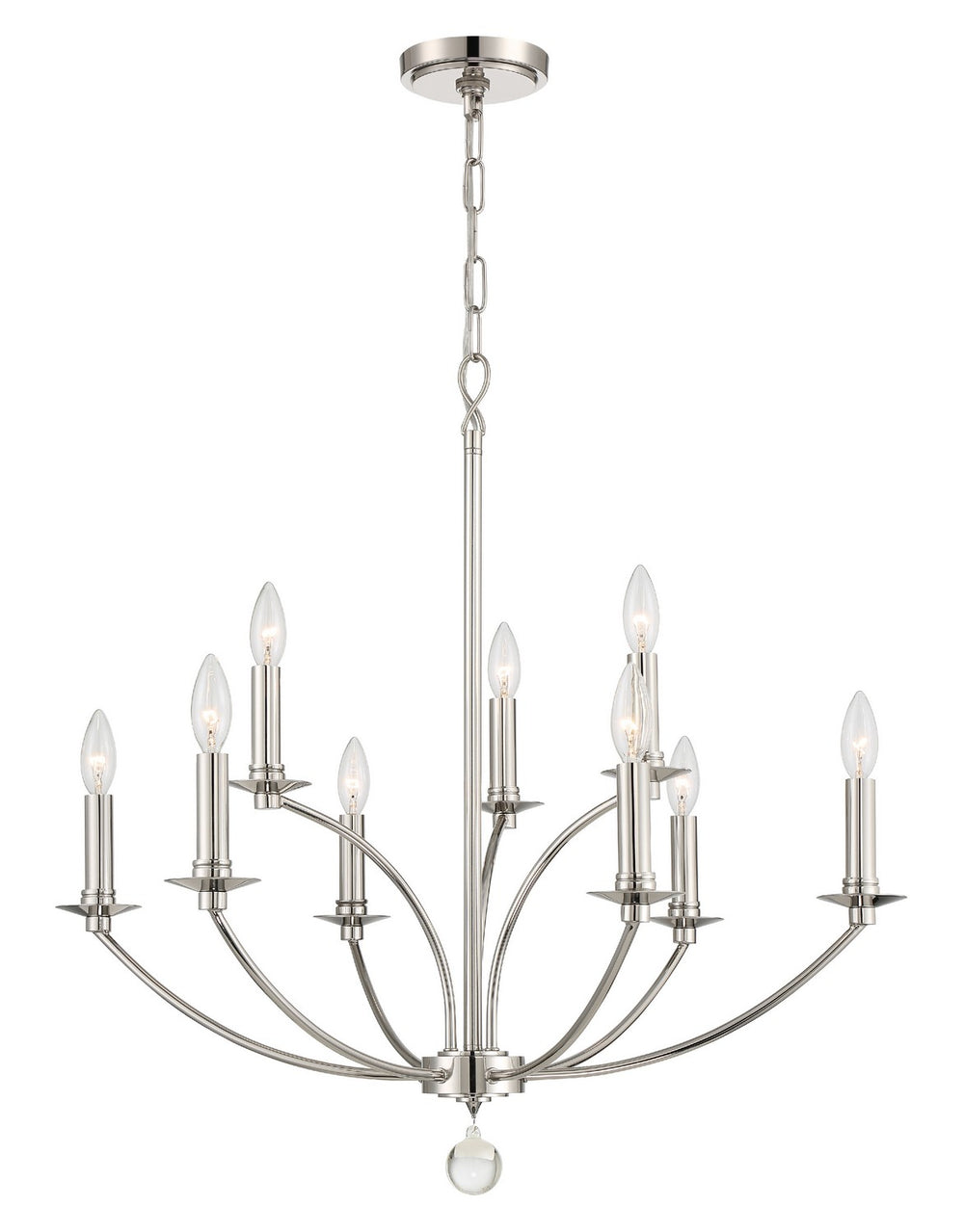 Crystorama - Nine Light Chandelier - Mila - Polished Nickel- Union Lighting Luminaires Decor