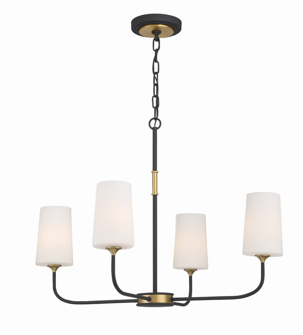 Crystorama - Four Light Chandelier - Niles - Black Forged + Modern Gold- Union Lighting Luminaires Decor