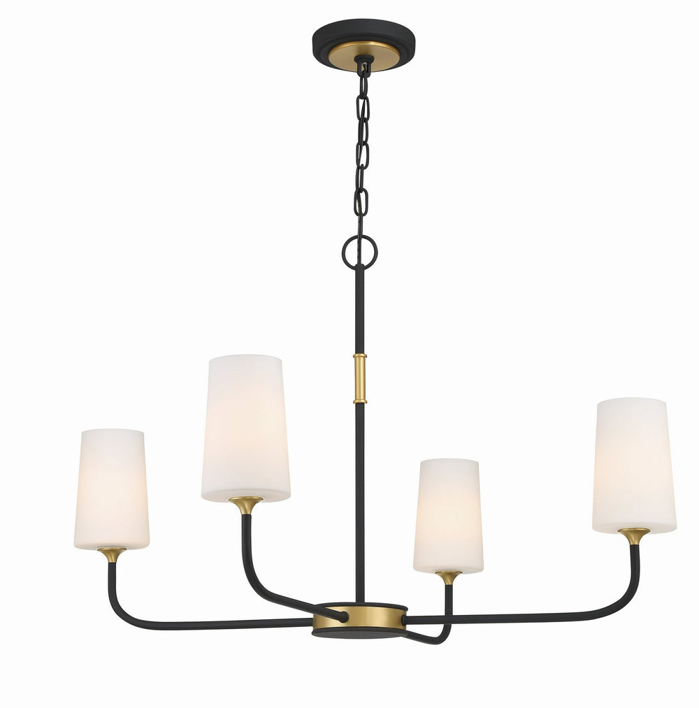 Crystorama - Four Light Chandelier - Niles - Black Forged + Modern Gold- Union Lighting Luminaires Decor