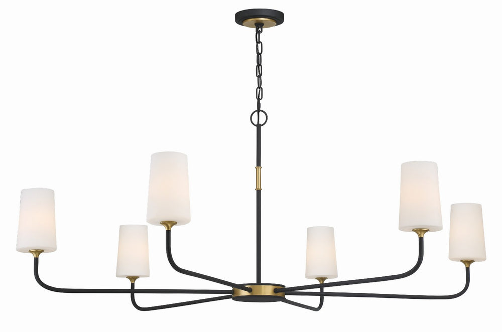 Crystorama - Six Light Chandelier - Niles - Black Forged + Modern Gold- Union Lighting Luminaires Decor