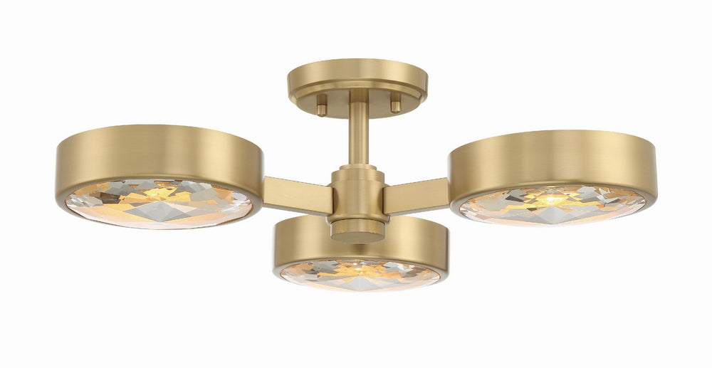 Crystorama - Three Light Semi Flush Mount - Orson - Modern Gold- Union Lighting Luminaires Decor