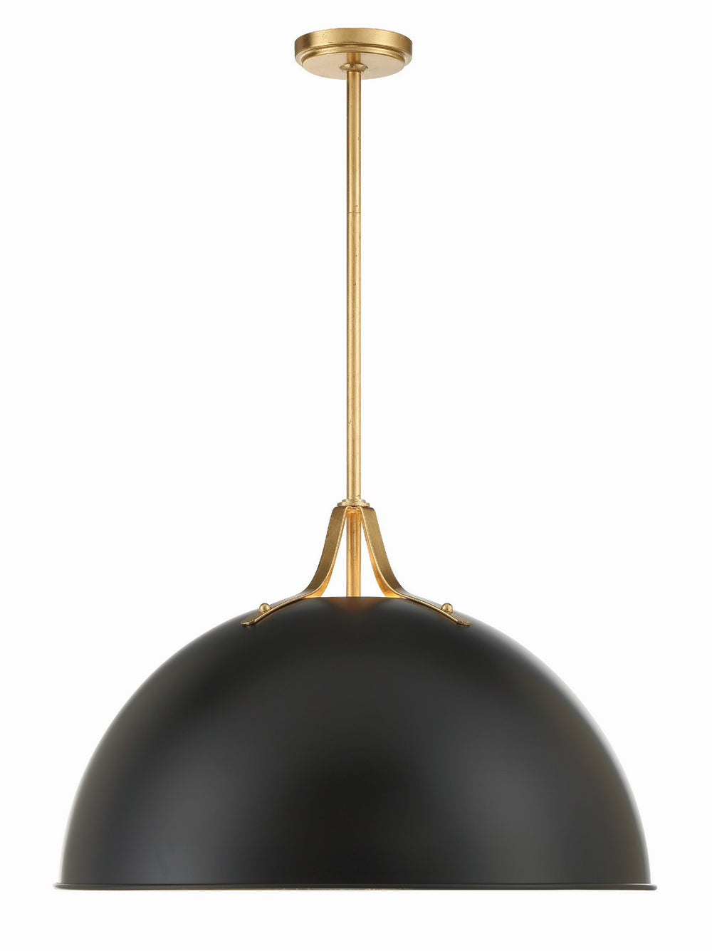 Crystorama - Three Light Pendant - Soto - Matte Black + Antique Gold- Union Lighting Luminaires Decor