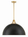 Crystorama - Three Light Pendant - Soto - Matte Black + Antique Gold- Union Lighting Luminaires Decor