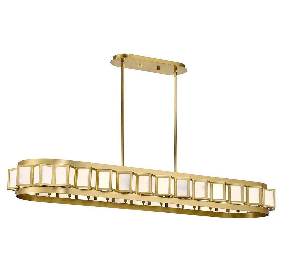 Savoy House - Eight Light Linear Chandelier - Gideon - Warm Brass- Union Lighting Luminaires Decor