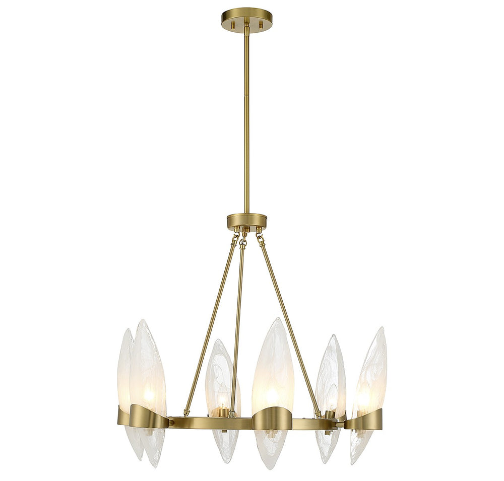 Savoy House - Six Light Chandelier - Nouvel - Warm Brass- Union Lighting Luminaires Decor