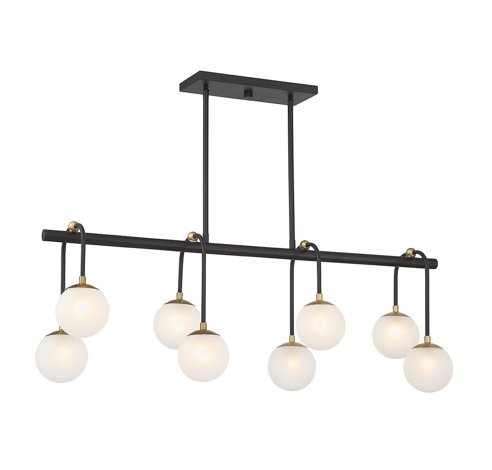 Savoy House - Eight Light Linear Chandelier - Couplet - Matte Black w/Warm Brass- Union Lighting Luminaires Decor