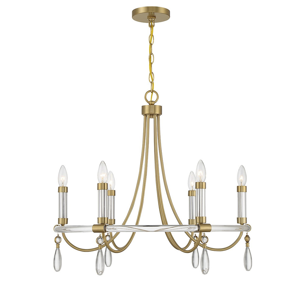 Savoy House - Six Light Chandelier - Mayfair - Warm Brass and Chrome- Union Lighting Luminaires Decor