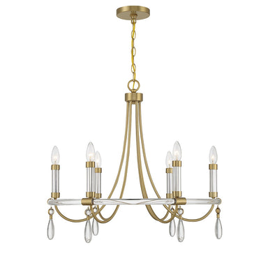 Savoy House - Six Light Chandelier - Mayfair - Warm Brass and Chrome- Union Lighting Luminaires Decor