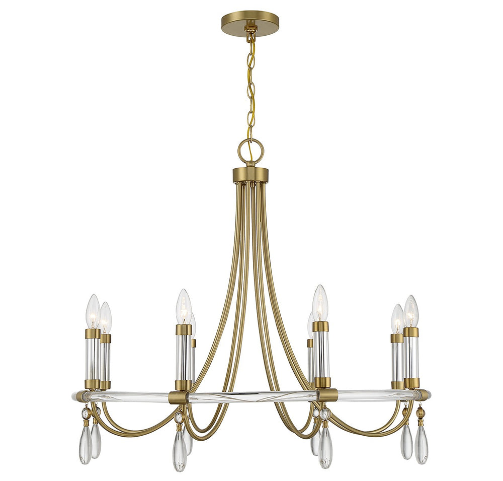 Savoy House - Eight Light Chandelier - Mayfair - Warm Brass and Chrome- Union Lighting Luminaires Decor