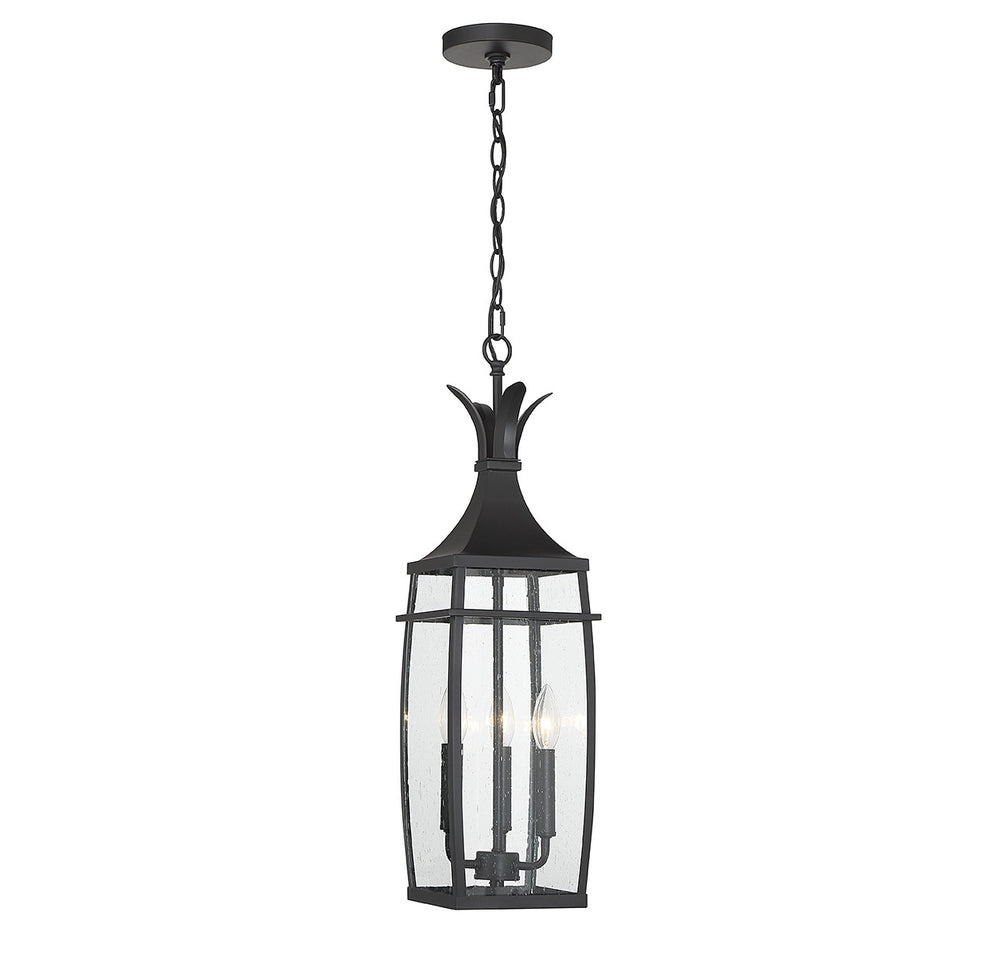 Savoy House - Three Light Outdoor Hanging Lantern - Montpelier - Matte Black- Union Lighting Luminaires Decor