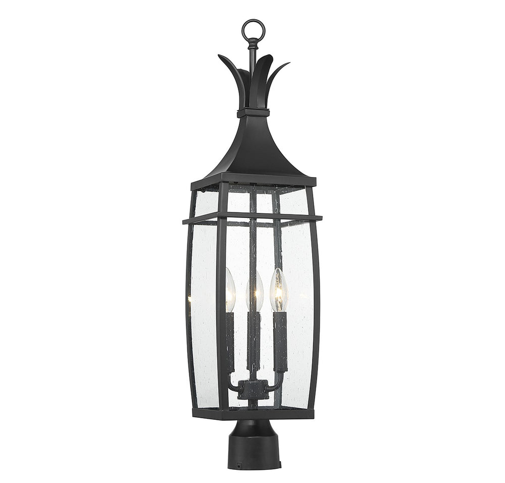 Savoy House - Three Light Outdoor Post Lantern - Montpelier - Matte Black- Union Lighting Luminaires Decor
