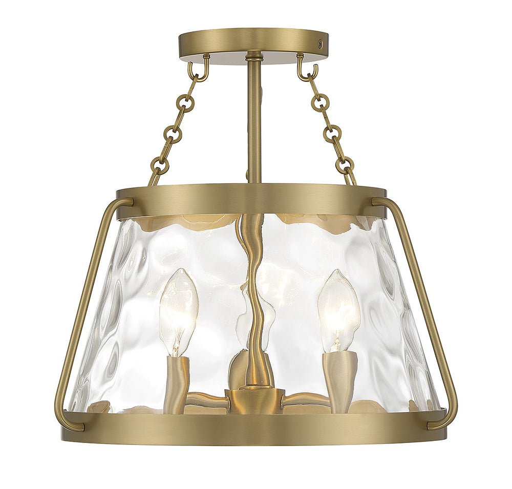 Savoy House - Three Light Semi-Flush Mount - Crawford - Warm Brass- Union Lighting Luminaires Decor