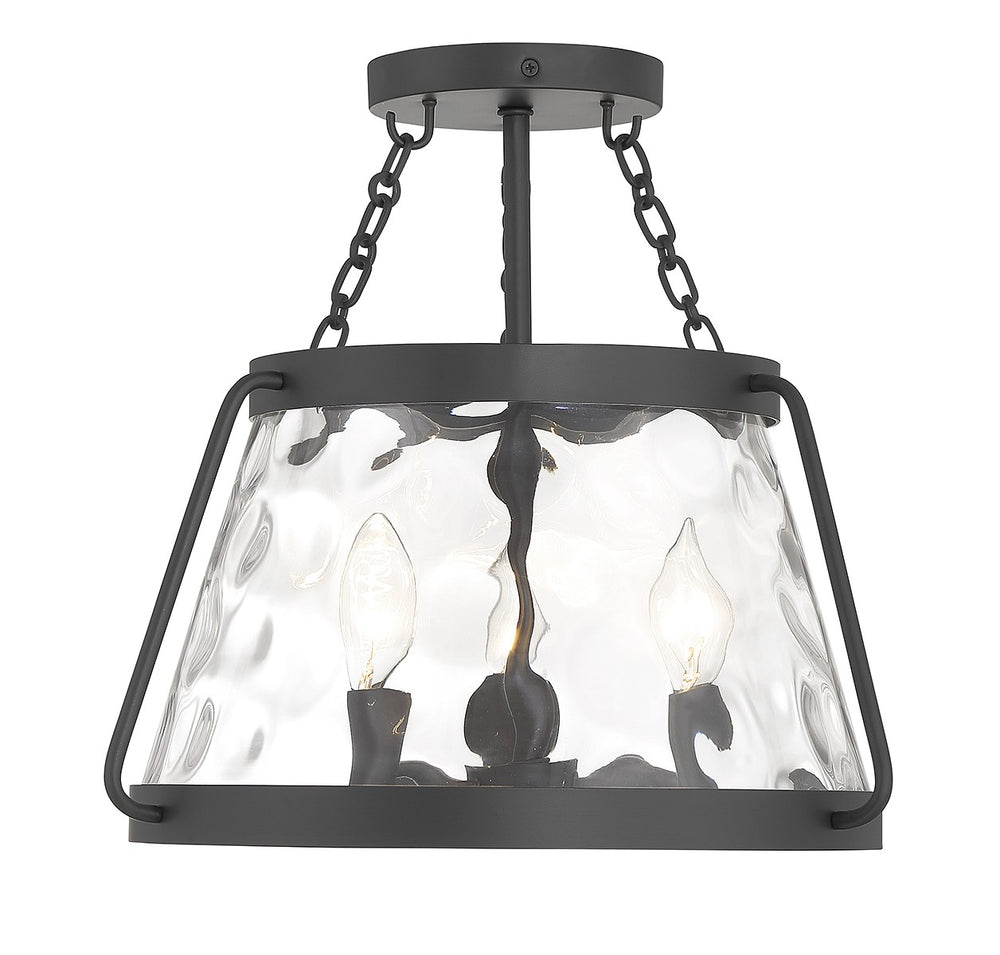 Savoy House - Three Light Semi-Flush Mount - Crawford - Matte Black- Union Lighting Luminaires Decor