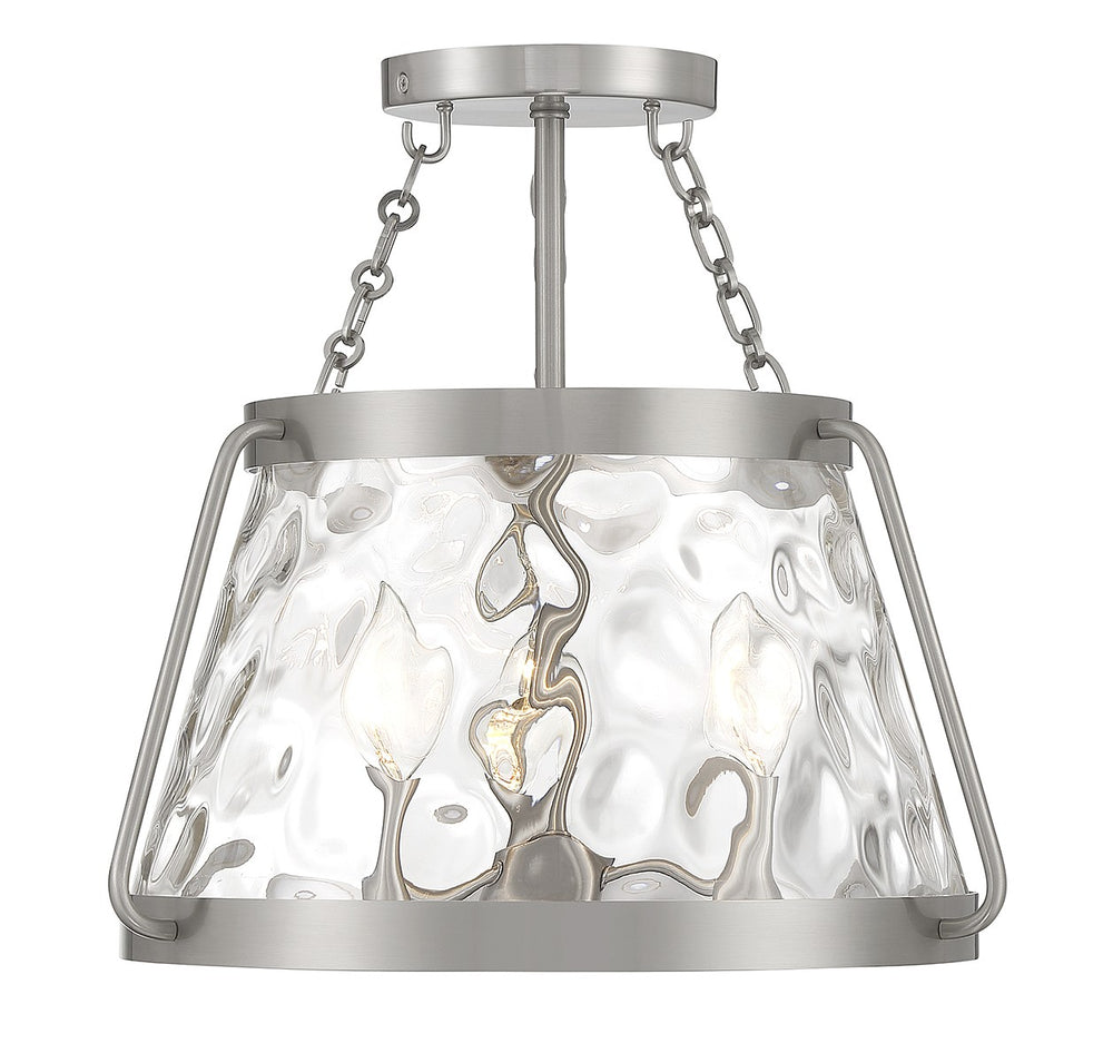 Savoy House - Three Light Semi-Flush Mount - Crawford - Satin Nickel- Union Lighting Luminaires Decor