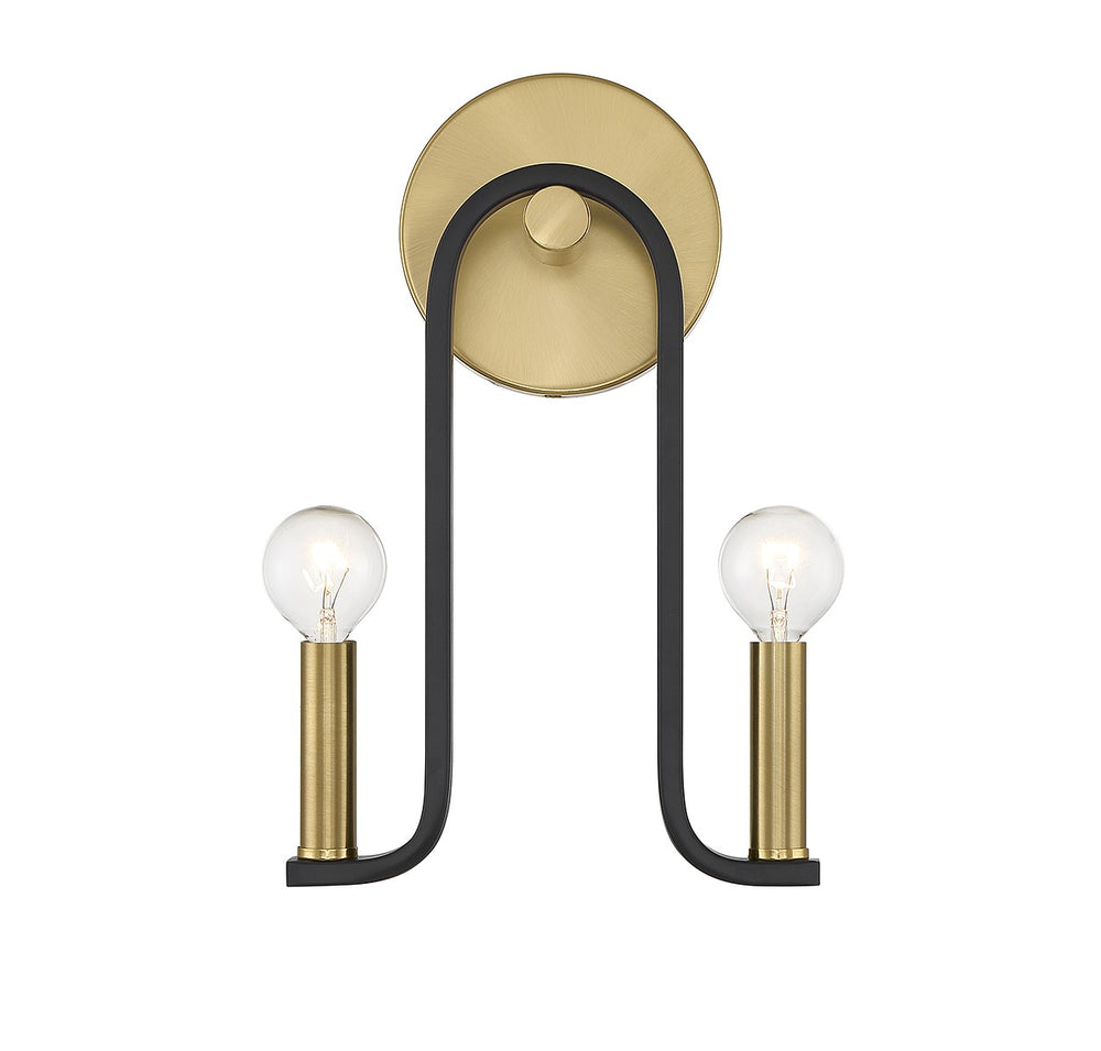 Savoy House - Two Light Wall Sconce - Archway - Matte Black w/Warm Brass- Union Lighting Luminaires Decor