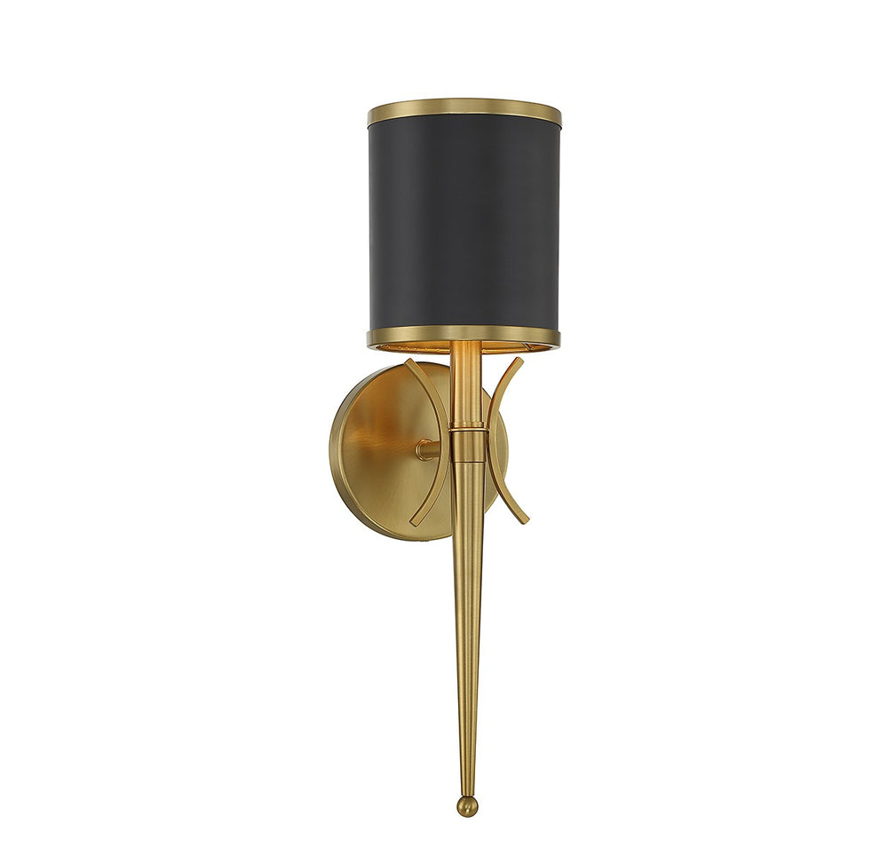 Savoy House - One Light Wall Sconce - Quincy - Matte Black w/Warm Brass- Union Lighting Luminaires Decor