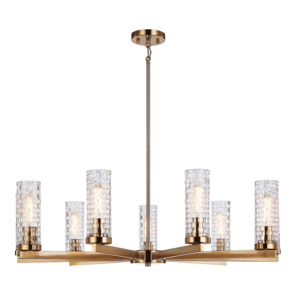 Matteo Canada - Nine Light Pendant - Weaver - Aged Gold Brass- Union Lighting Luminaires Decor