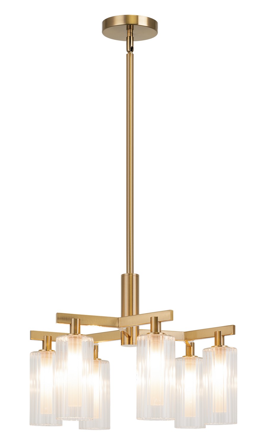 Matteo Canada - Six Light Chandelier - Kristof - Aged Gold Brass- Union Lighting Luminaires Decor