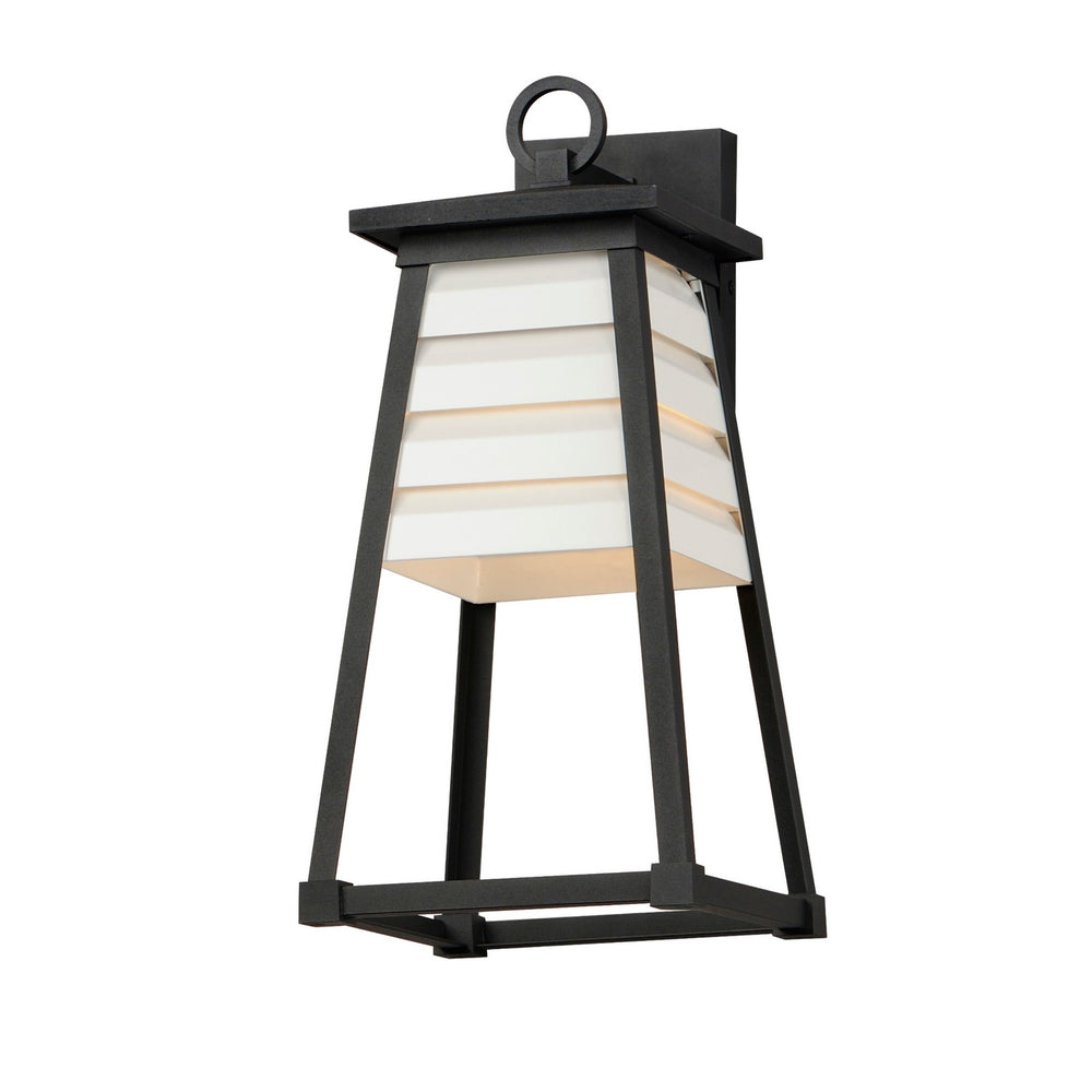 Maxim - One Light Outdoor Wall Sconce - Shutters - White / Black- Union Lighting Luminaires Decor