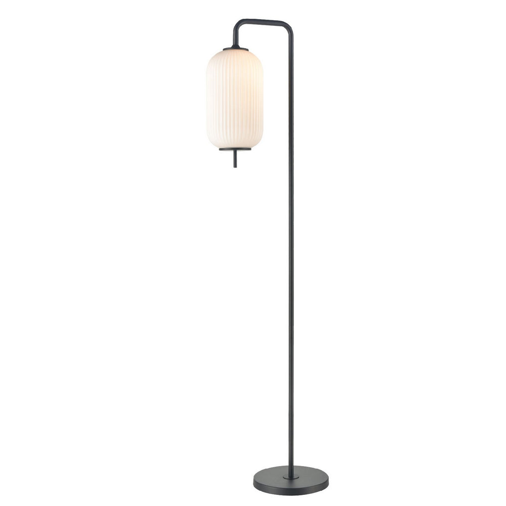 DVI Canada - One Light Floor Lamp - Mount Pearl - Graphite With Ribbed Half Opal Glass- Union Lighting Luminaires Decor