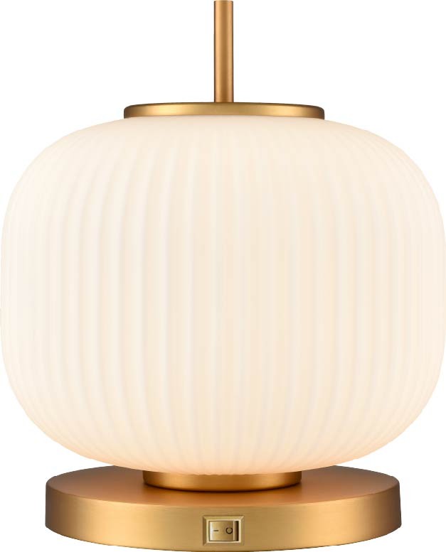 DVI Canada - One Light Table Lamp - Mount Pearl - Brass With Ribbed Half Opal Glass- Union Lighting Luminaires Decor