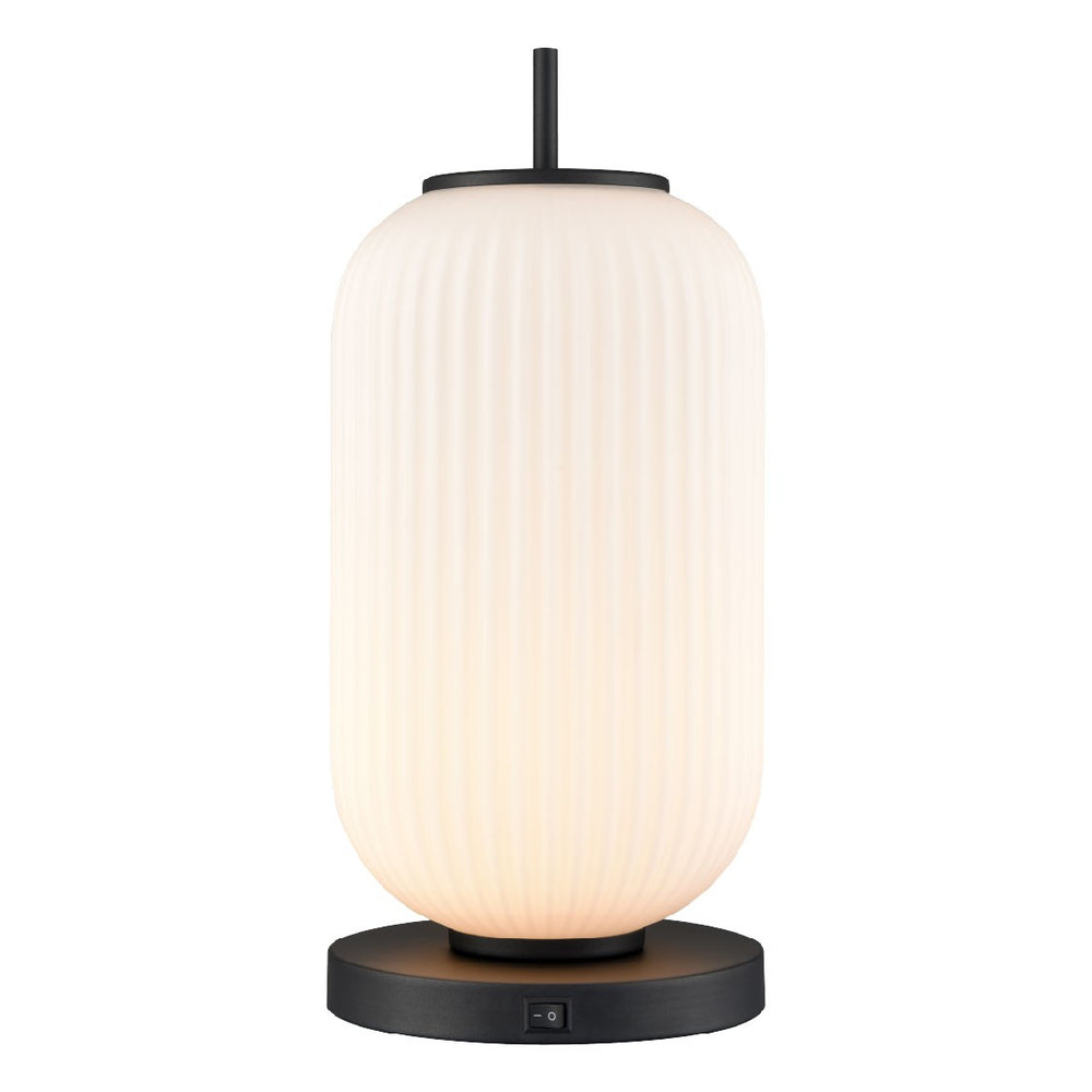 DVI Canada - One Light Table Lamp - Mount Pearl - Graphite With Ribbed Half Opal Glass- Union Lighting Luminaires Decor